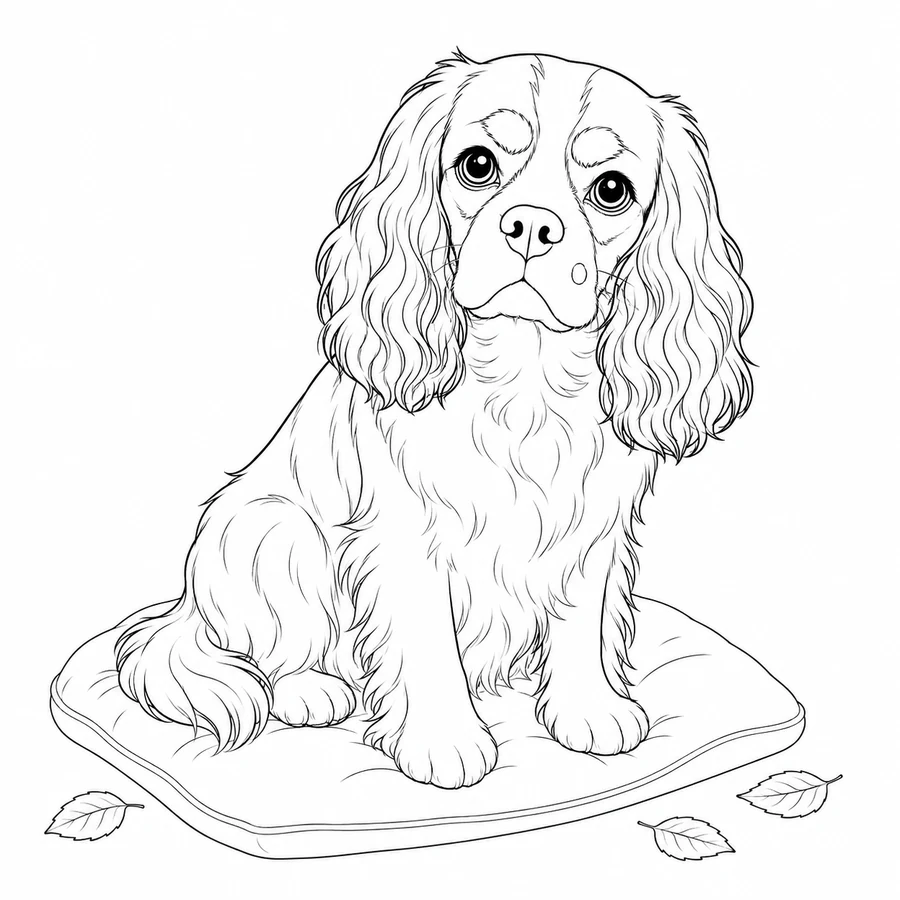 A black-and-white pet coloring page concept on white paper