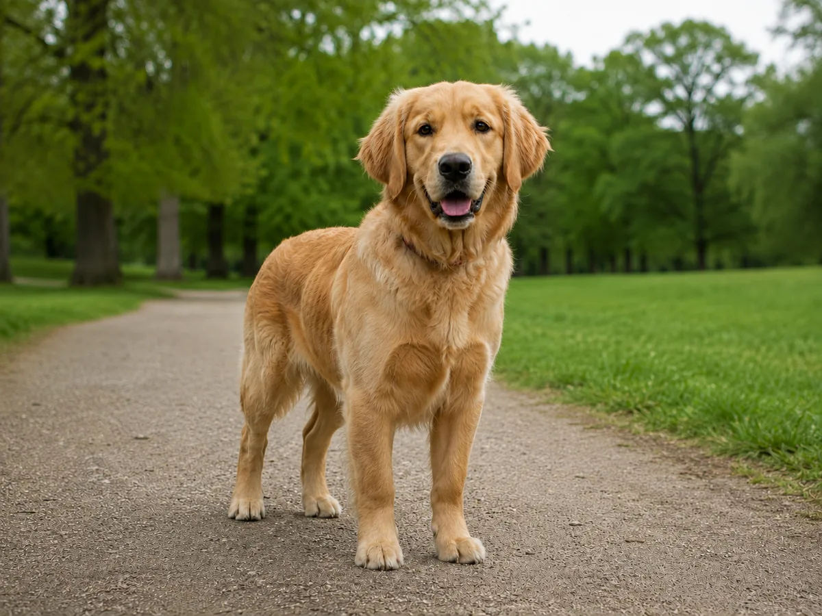 The same park photo after the red leash is removed and the surroundings are rebuilt.